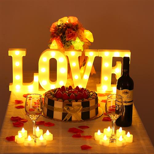 生日結婚紀念日場景布置t驚喜求婚情人節蠟燭燭光晚餐裝飾浪漫道