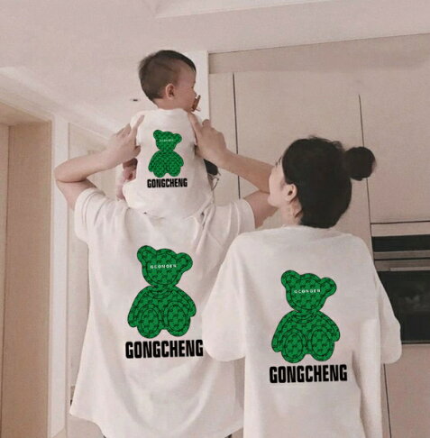 親子裝 純棉T恤 小熊 短袖T恤 短T 全家福 團體服 童裝一家三口 一家四口 全家裝 母女裝 班服 櫻桃嚴選 0