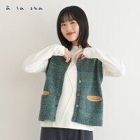 a la sha 跳色釦子花紗針織背心 a la sha 跳色釦子花紗針織背心