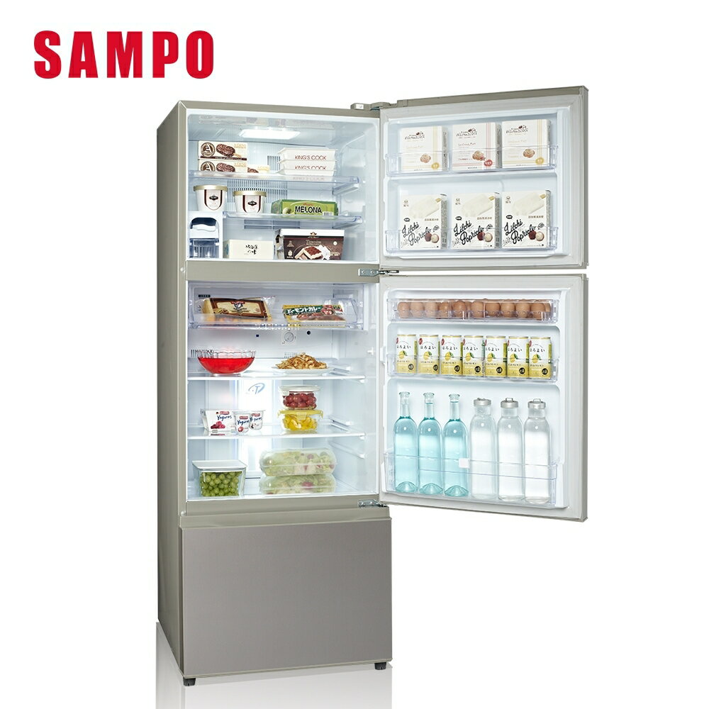 【SAMPO 聲寶】475L三門變頻冰箱SR-C48DV(Y1) 彩紋金 【APP下單點數 加倍】