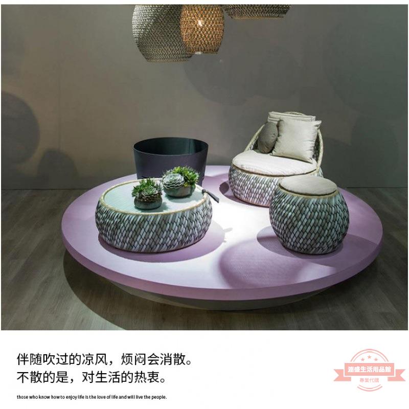 戶外藤沙發庭院露臺陽臺酒店露臺花園防水防曬藤家具休閑藤椅沙發