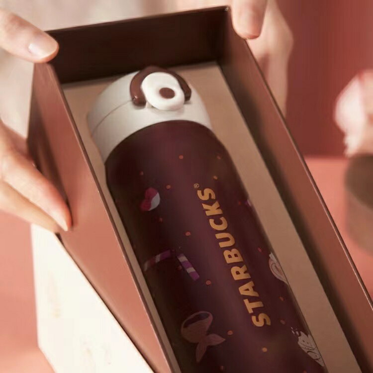 海外星巴克杯子2023情人節膳魔師甜蜜巧克力合作款隨身瓶便攜可車載輕量型保溫杯禮盒