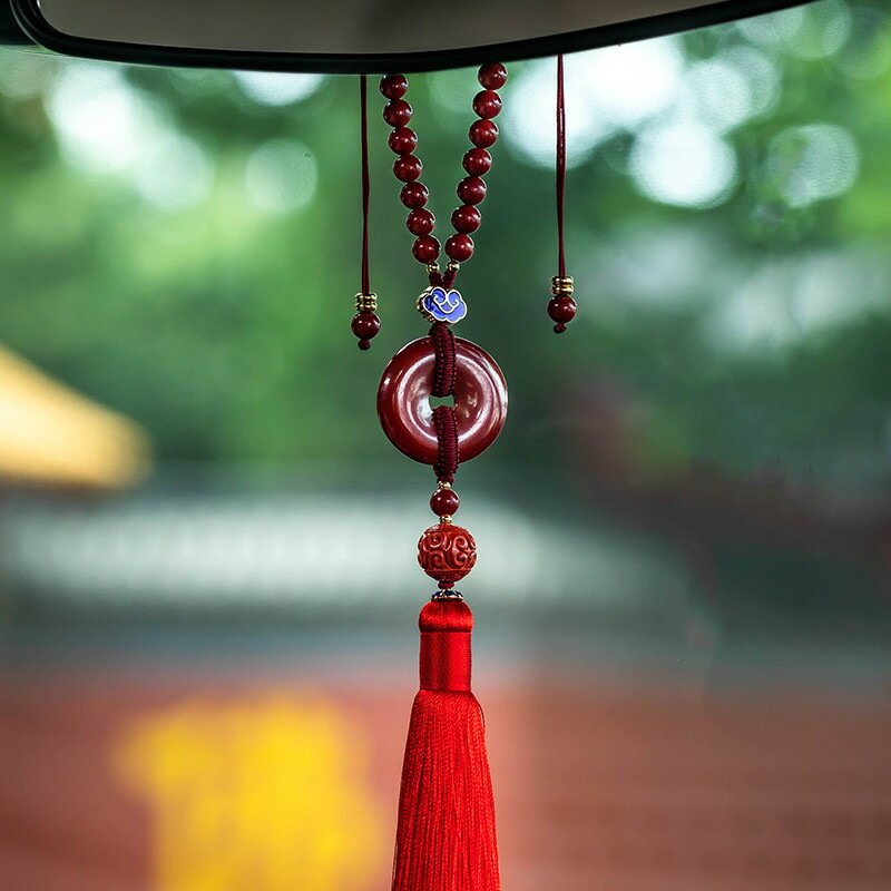 【巴黎精品】現貨+預購 汽車掛飾車內吊飾吊墜車內飾裝飾掛件轉運招財淨化開運-硃砂保圈圈汽車用品a1lh9