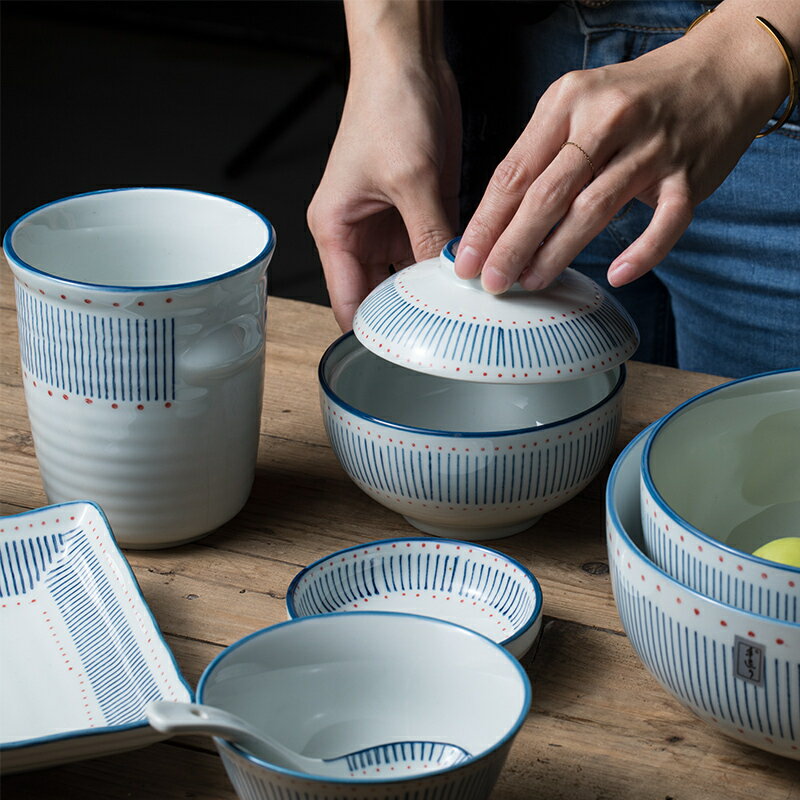 朵頤漁火創意日式陶瓷米飯碗面碗家用碗碟餐具盤子湯碗沙拉碗湯盤1入
