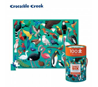 《美國 Crocodile Creek》生物主題學習桶裝拼圖-鳥類世界 100片 東喬精品百貨
