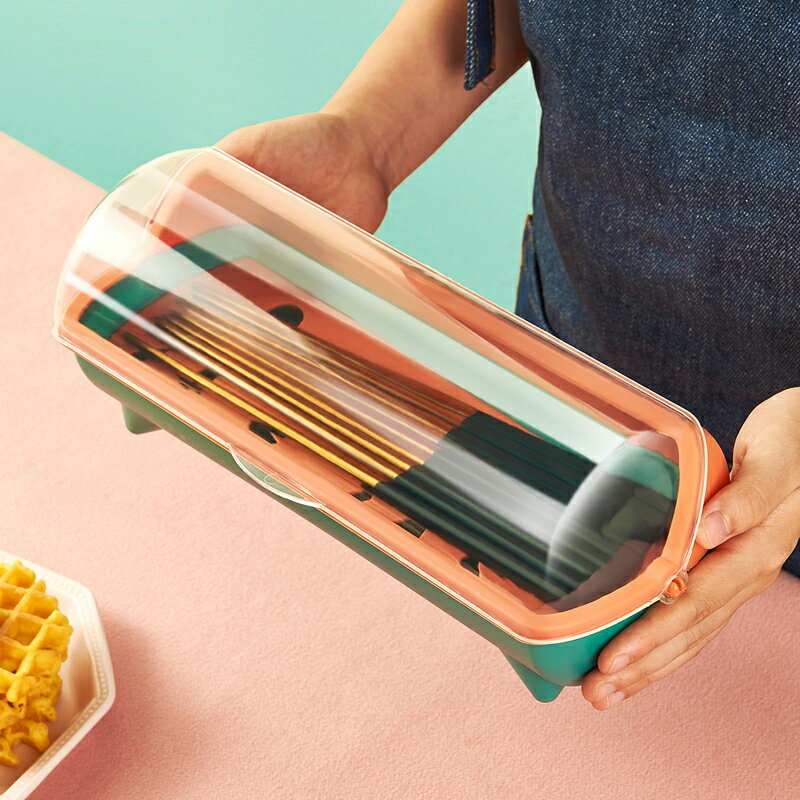 筷子收納盒家用瀝水餐具籠筷子盒帶蓋防塵廚房筷子筒筷子簍