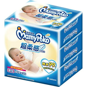 滿意寶寶 超柔感純水濕巾-厚型(80片*3包/組) [大買家]