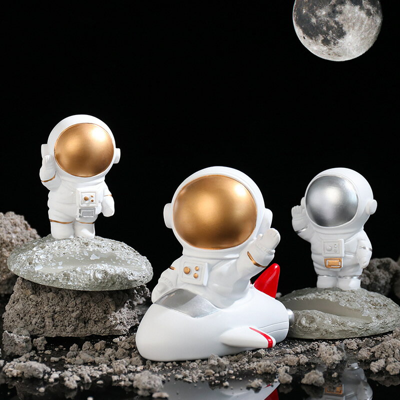 ins北歐宇航員太空人模型擺件 創意兒童房間桌面小擺設樹脂工藝品