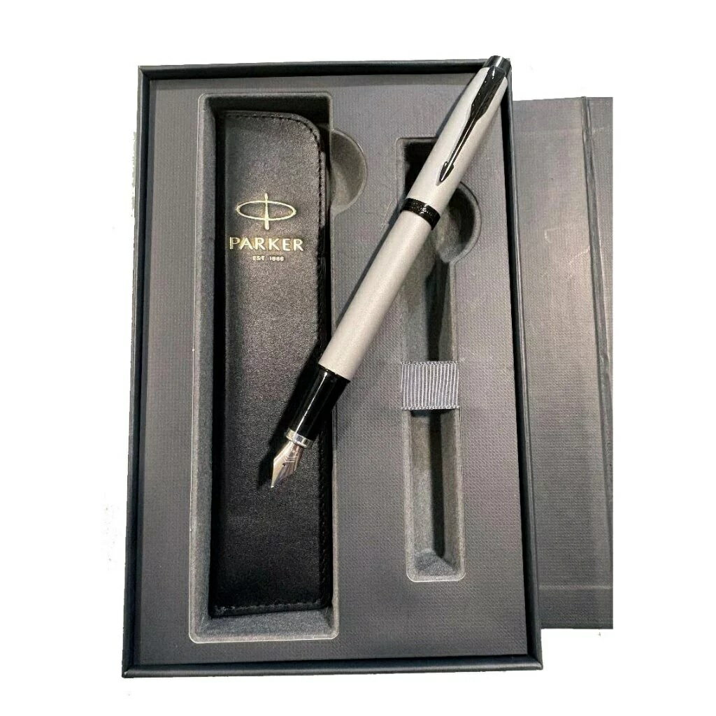 PARKER 派克 IM系列內斂灰鋼筆 真皮筆套禮盒