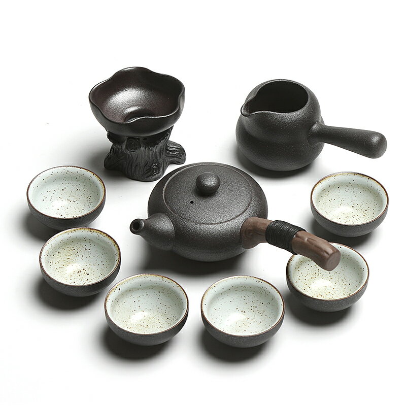 黑陶茶具套裝整套家用日式復古功夫茶具老巖泥茶壺茶杯子禮品