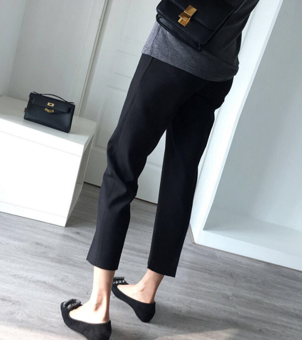 中大尺碼女裝 西裝褲 九分褲 韓版鬆緊腰直筒褲 煙管褲 小腳褲 櫻桃嚴選 3