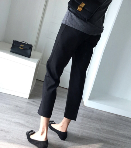 中大尺碼女裝 西裝褲 九分褲 韓版鬆緊腰直筒褲 煙管褲 小腳褲 櫻桃嚴選 3