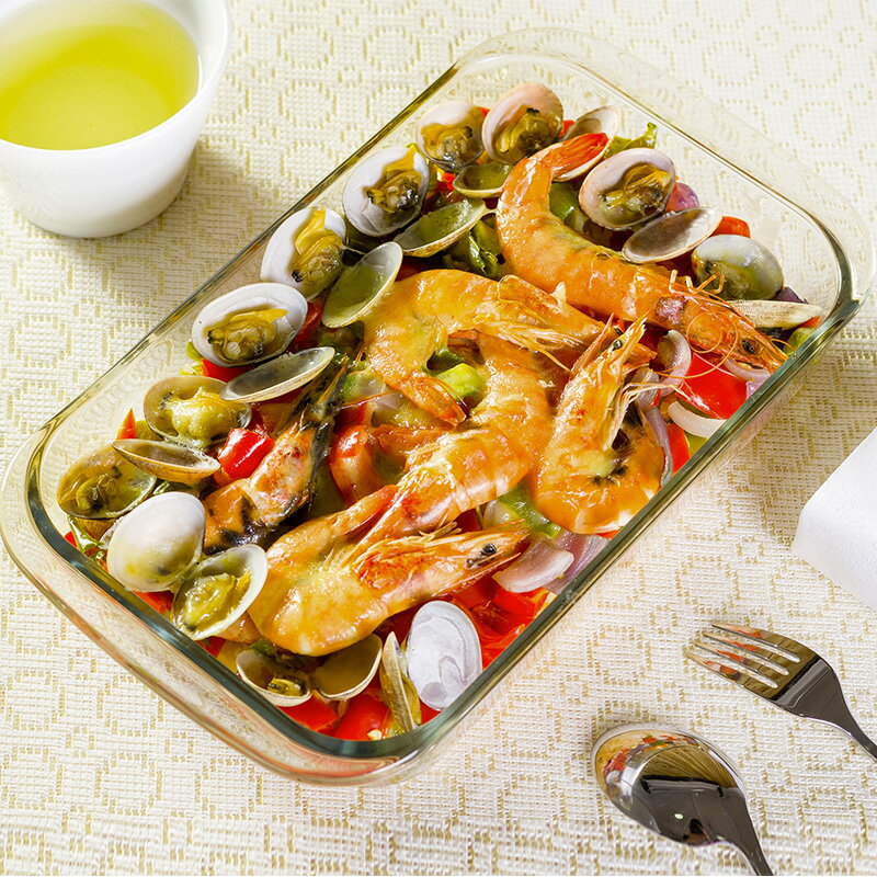 耐熱鋼化玻璃盤子烤盤微波爐烤箱家用魚盤飯盤烘焙焗飯長方形餐具