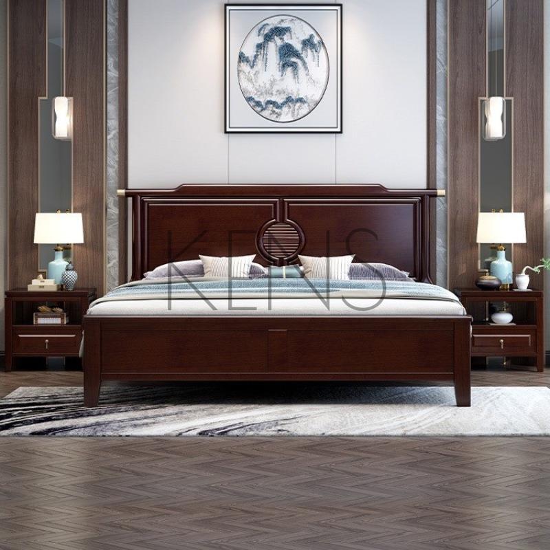 主臥床 實木床 新中式實木床橡木高箱床1.8米 1.5m雙人床現代中國風主臥輕奢家具