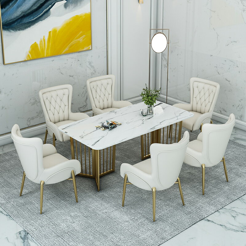 北歐 餐桌 椅組合 長方形現代簡約 大理石 桌子 餐桌 家用 小戶型