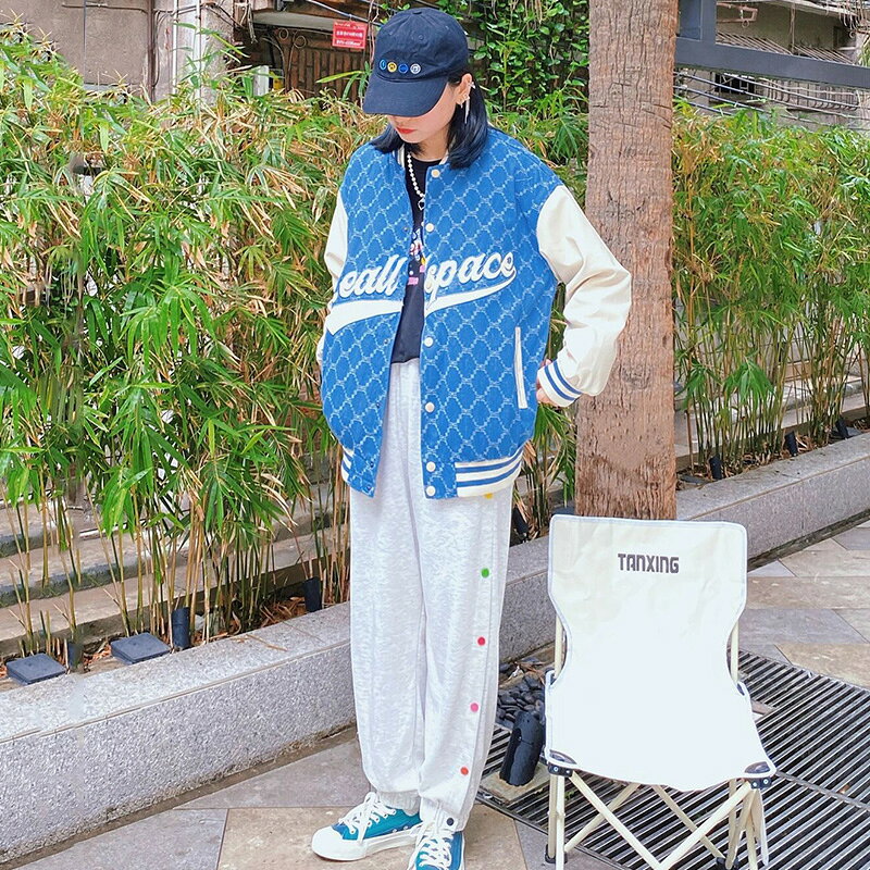 vintage棒球服女ins潮2022新款韓版寬松美式夾克春秋薄款bf風外套