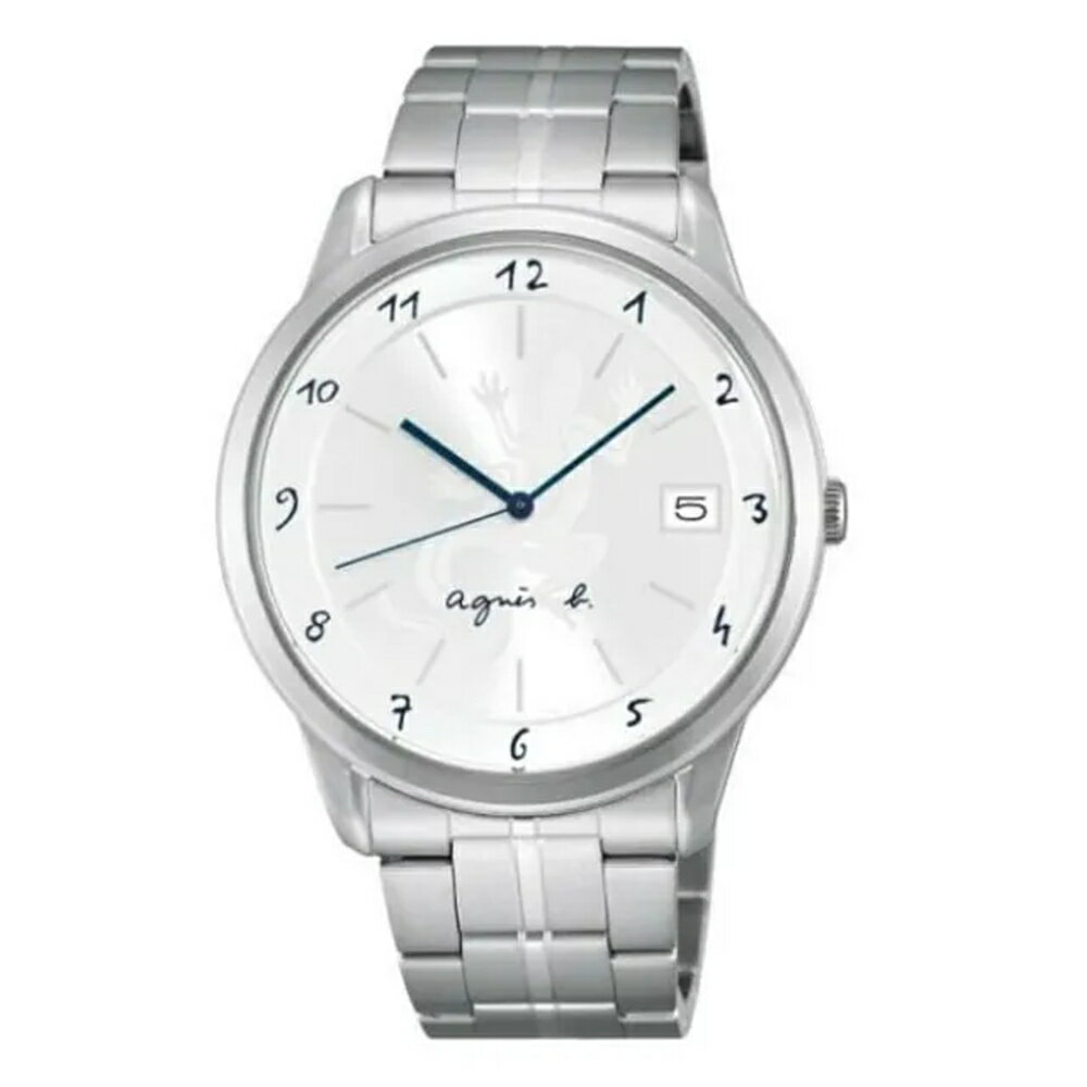 送禮首選★agnes b./手寫風蜥蜴圖騰白VJ52-00AMB/38mm 附防塵袋+提袋【全館滿額折價★APP下單點數4倍送】線上購買享_實體門市同步服務