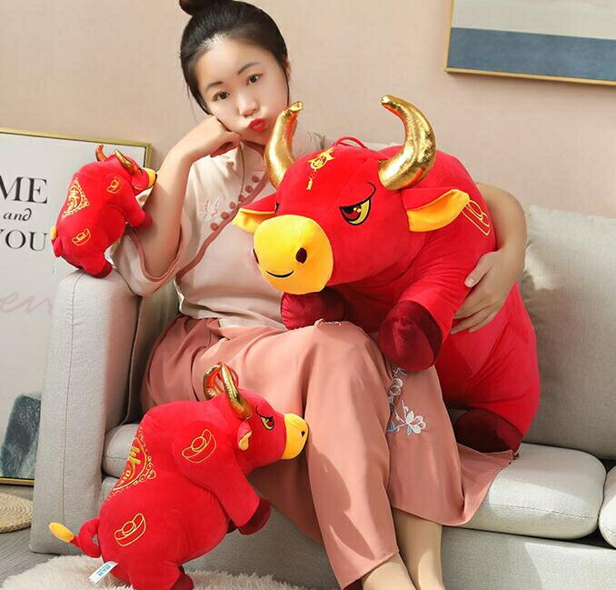 吉祥牛 2022牛年吉祥物生肖牛布娃娃小玩偶大號公仔毛絨玩具卡通新年禮物
