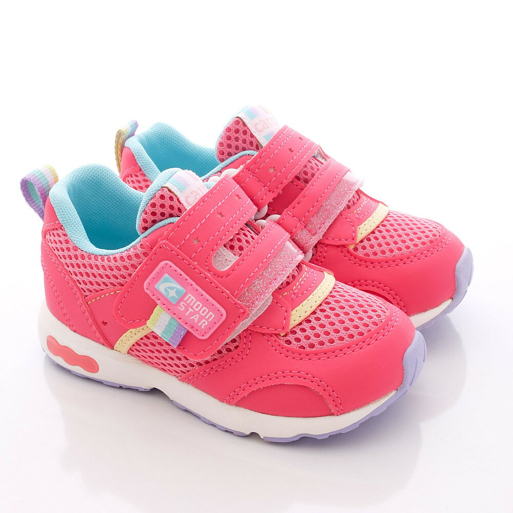 日本月星Moonstar機能童鞋Carrot四大機能系列3E寬楦速乾鞋款21464粉(中小童段/中大童段) 1