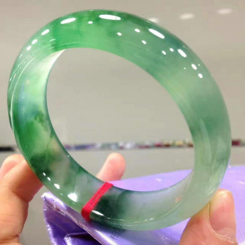 【現貨】冰種緬甸翡翠手鐲貨老坑緬甸陽綠飄花翡翠玉鐲子女款清新甜美無【北歐家居生活】