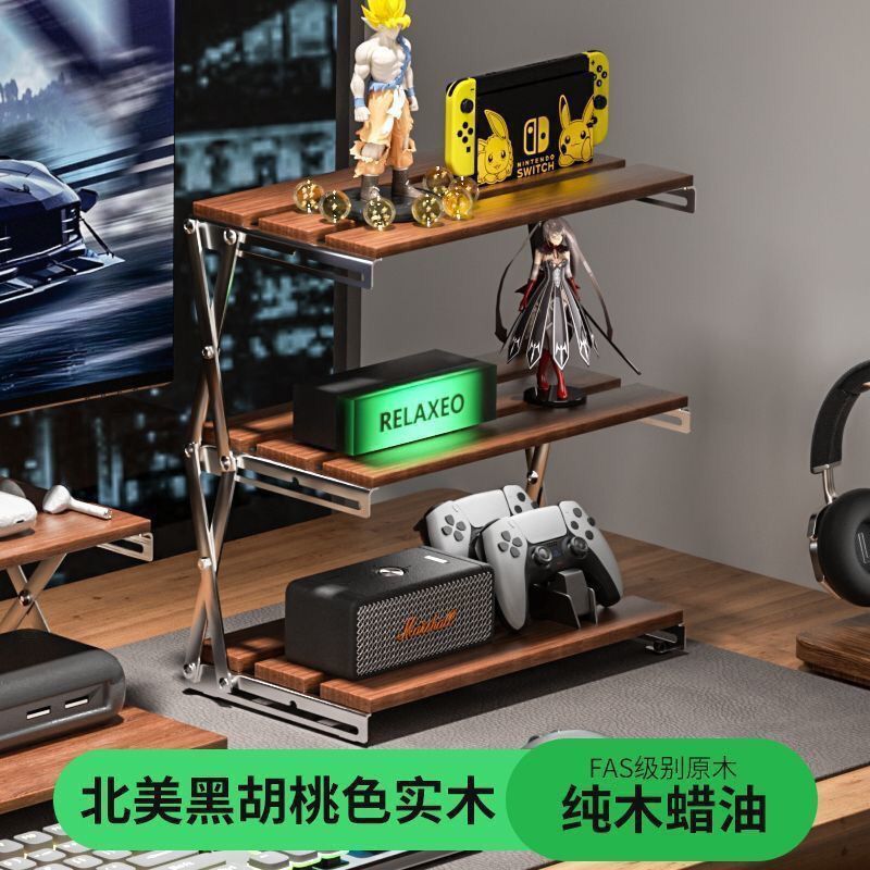 戶外露營桌面置物架便攜式收納競房折疊實木水杯支架輕奢辦公室