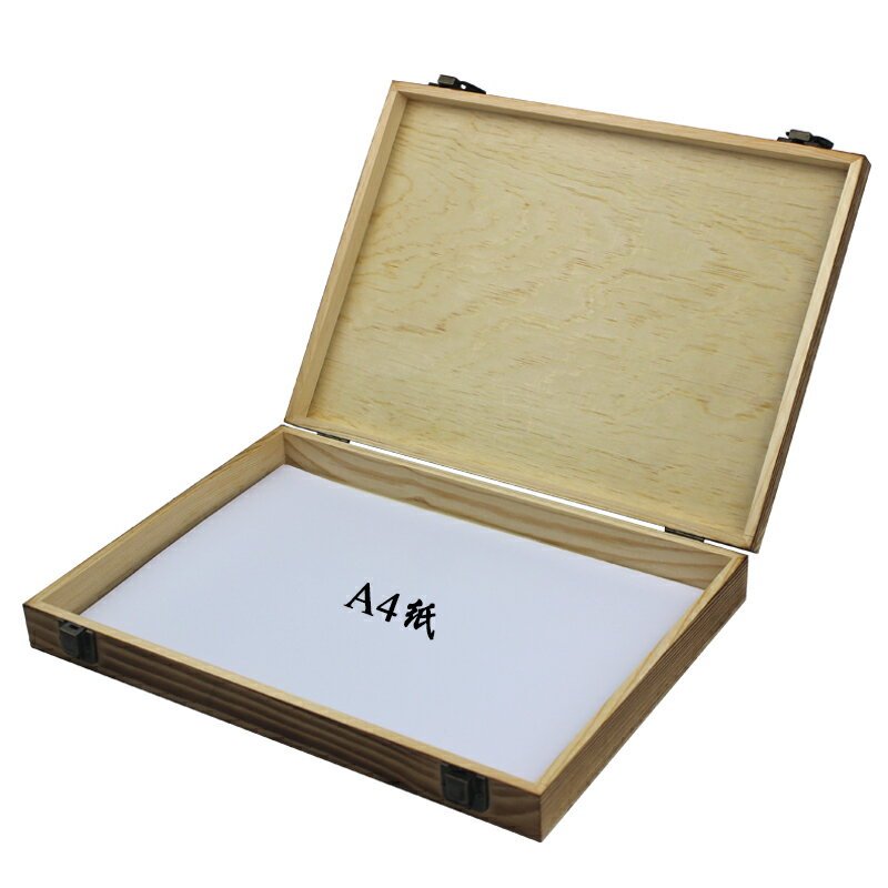 定做復古木盒子長方形正方薄型翻蓋木盒包裝盒儲放證件A4紙收納盒