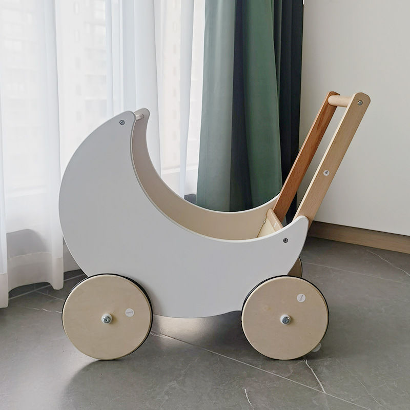 月亮推車白色過家家車子韓國影樓拍照攝影兒童小車子木製玩具車 免運 全館特惠 【PPD1234】