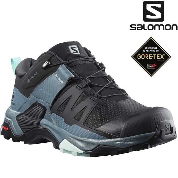 Salomon X Ultra 4 GTX 女款低筒Gore-tex防水登山鞋 L41289600 黑/暴綠/乳白藍綠
