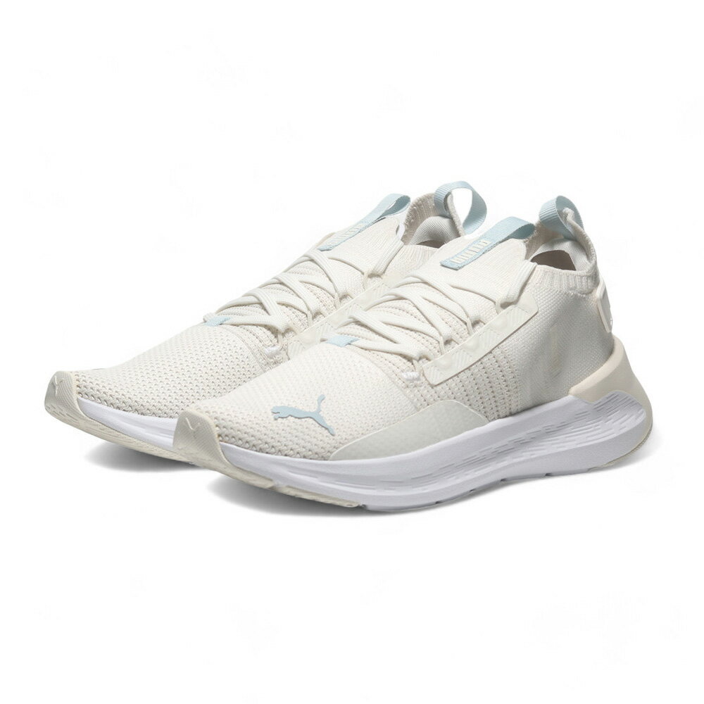 【滿千折百】PUMA 慢跑鞋 SOFTRIDE SYMMETRY FUZION 米白藍 襪套 訓練鞋 女 31046003