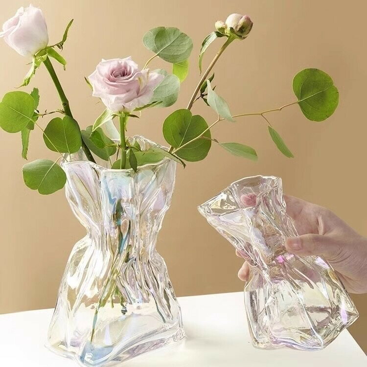 不規則玻璃花瓶高階感透明插花水培水養幹鮮花ins風客廳桌面擺件/瓶子/花瓶/水瓶/養花瓶/綠植瓶