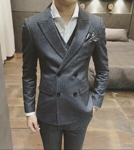 FINDSENSE品牌 韓國男 修身版型細條紋 小西裝 西裝外套 單件外套