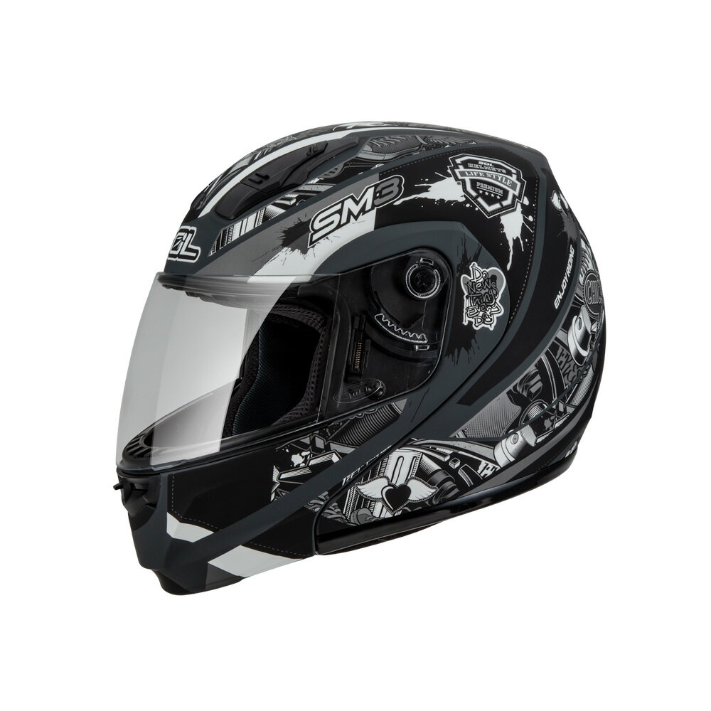 【SOL Helmets】SM-3可掀式安全帽 (惡天使_消光灰/銀) ｜ SOL安全帽官方商城