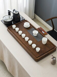 茶盤實木烏金石整塊家用簡易功夫茶具套裝小電木排水花梨黑檀茶臺