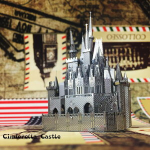 3D立體金屬拼圖模型迪斯尼睡美人灰姑娘城堡摩天輪南瓜車旋轉木馬