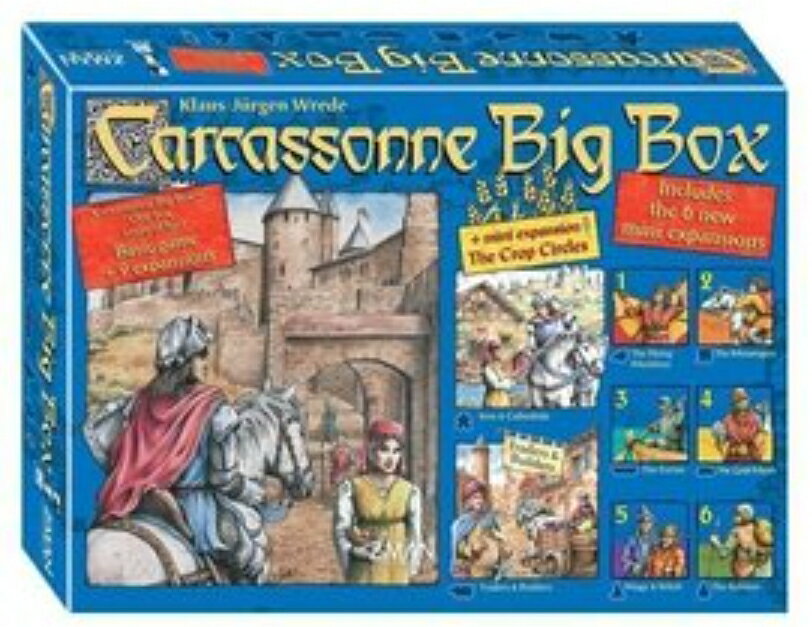 【新天鵝堡桌遊】卡卡頌大盒版2014 Carcassonne Big Box 2014(（1+5Ex）經典必備款)