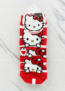 【震撼精品百貨】Hello Kitty 凱蒂貓~日本sanrio三麗鷗 KITTY襪子(23~24CM)線條紅白*09894