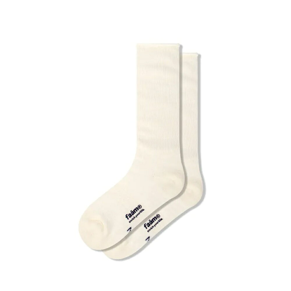 faam® MIXED YARN PILE CREW SOCKS 米白 混紗針織高筒毛襪 襪子 男女款 H7801 (NTME008-03-M)