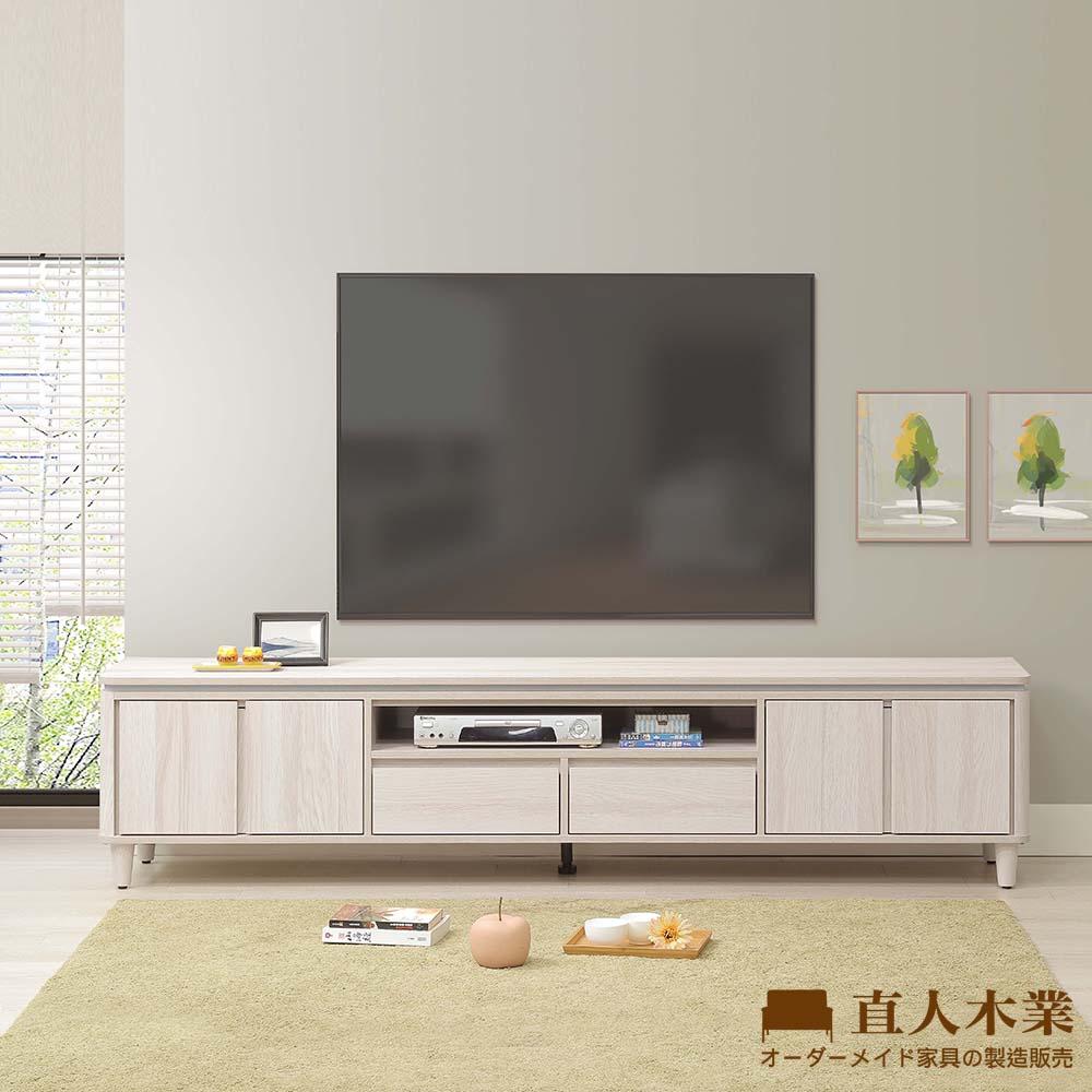 【直人木業】TESS淺橡極簡風電視櫃213公分