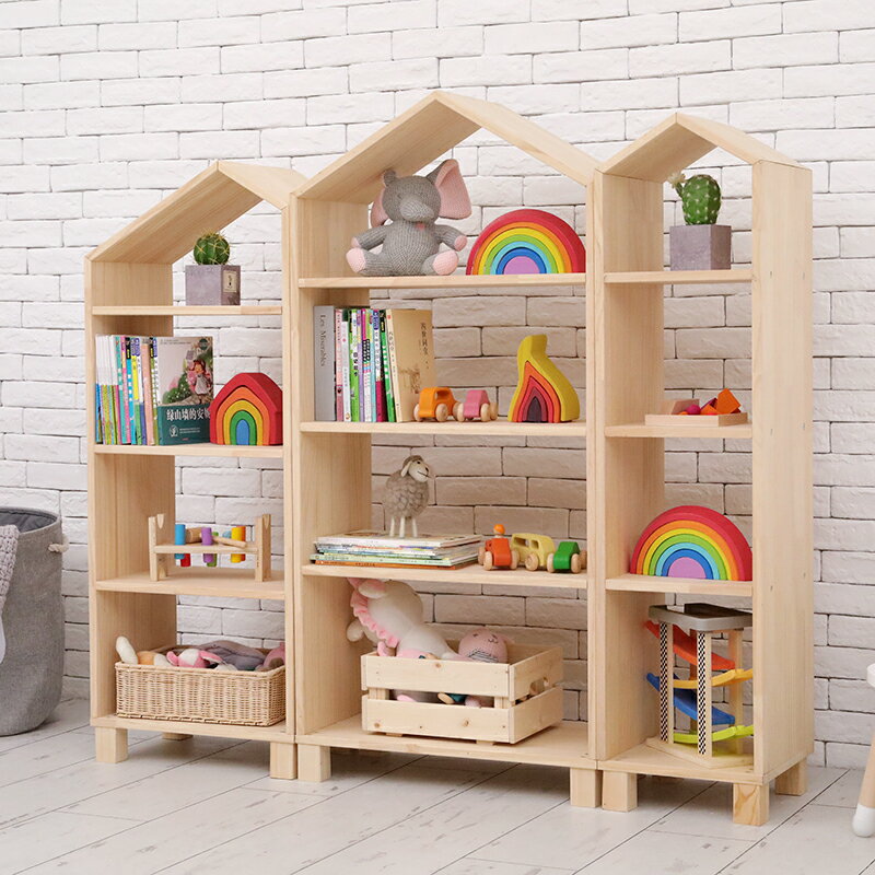 書架 書柜 置物架 兒童書架繪本架家用落地小型置物架實木書柜幼兒園寶寶玩具收納柜