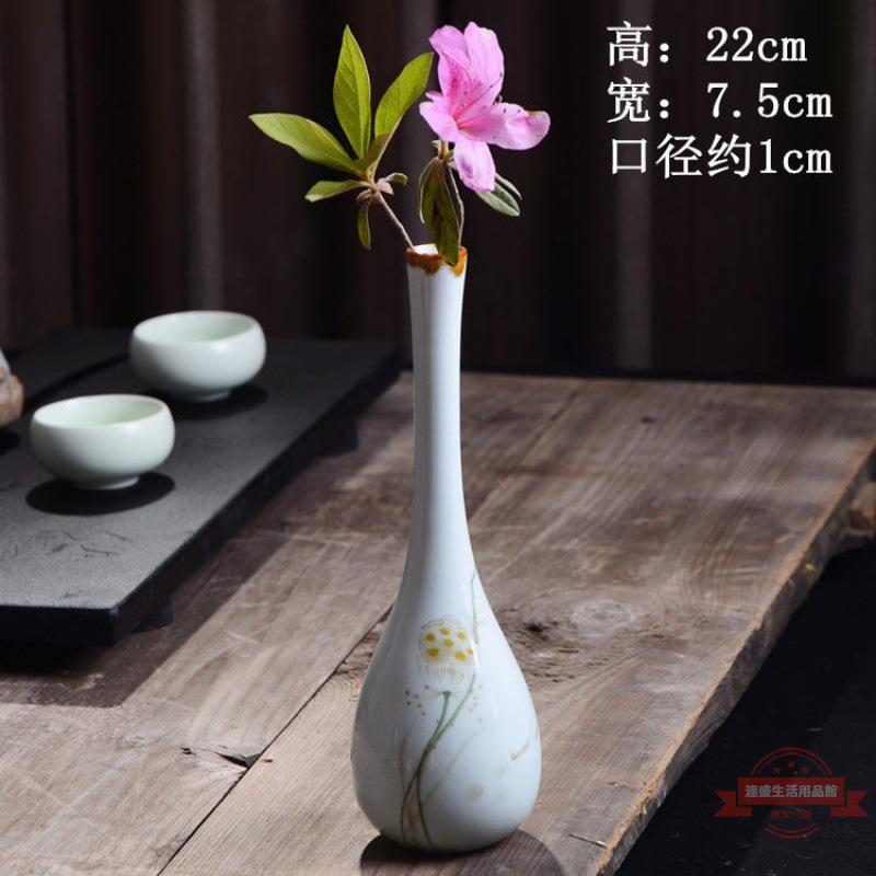 玉凈瓶茶道插花器家居擺件德化白瓷陶瓷小花瓶觀音瓶供佛禪意花瓶| 連盛