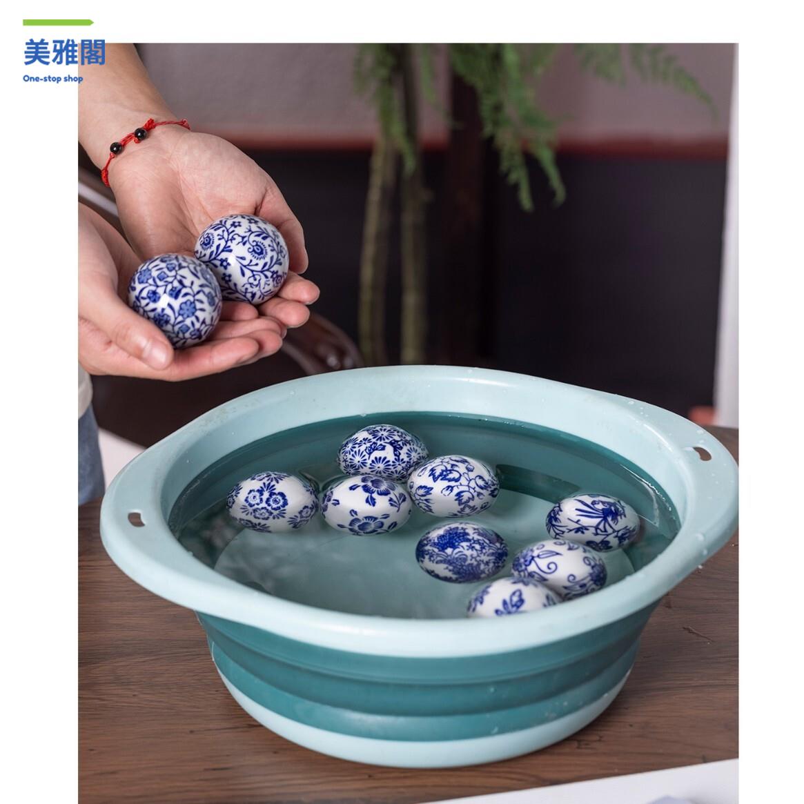 創意青花瓷  圓球水上漂浮球魚缸泳池浮球裝飾品擺件  陶瓷球5厘米myg8261