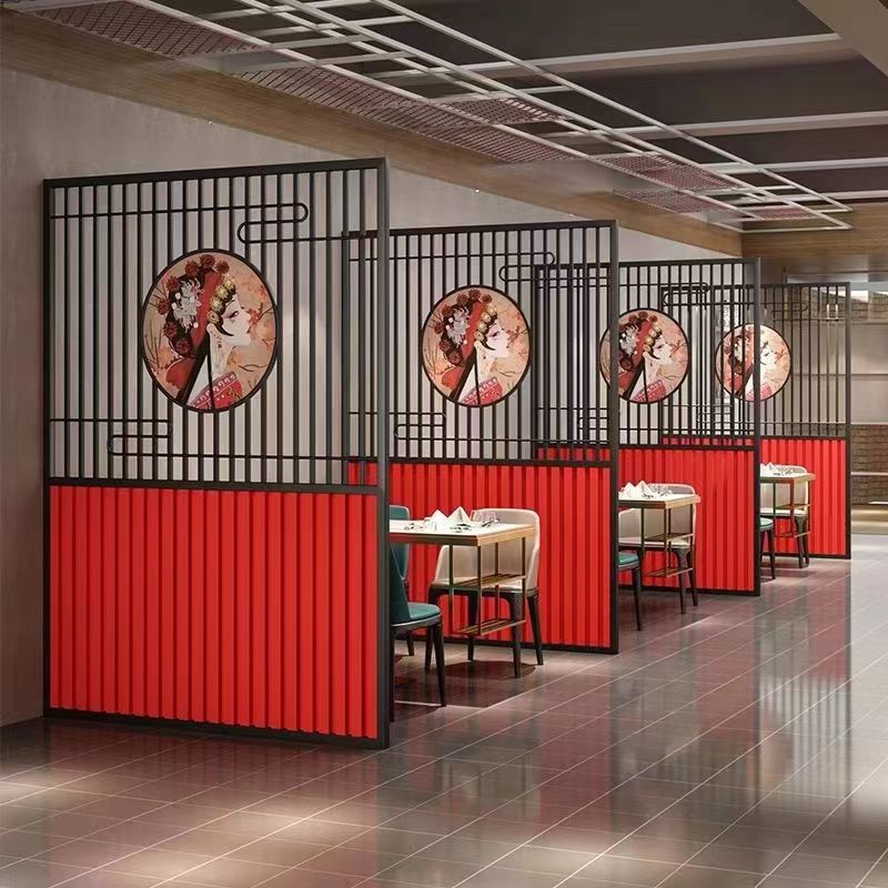 定製中式鐵藝屏風卡座隔斷餐廳火鍋店燒烤店包間格柵酒店玄關鏤空 屏風/屏風 洞洞板/屏風 隔間/屏風 日式/屏風 新中式/屏風隔斷/玄關櫃子/屏風 櫃/隔板/玄關櫃/辦公室隔間屏風
