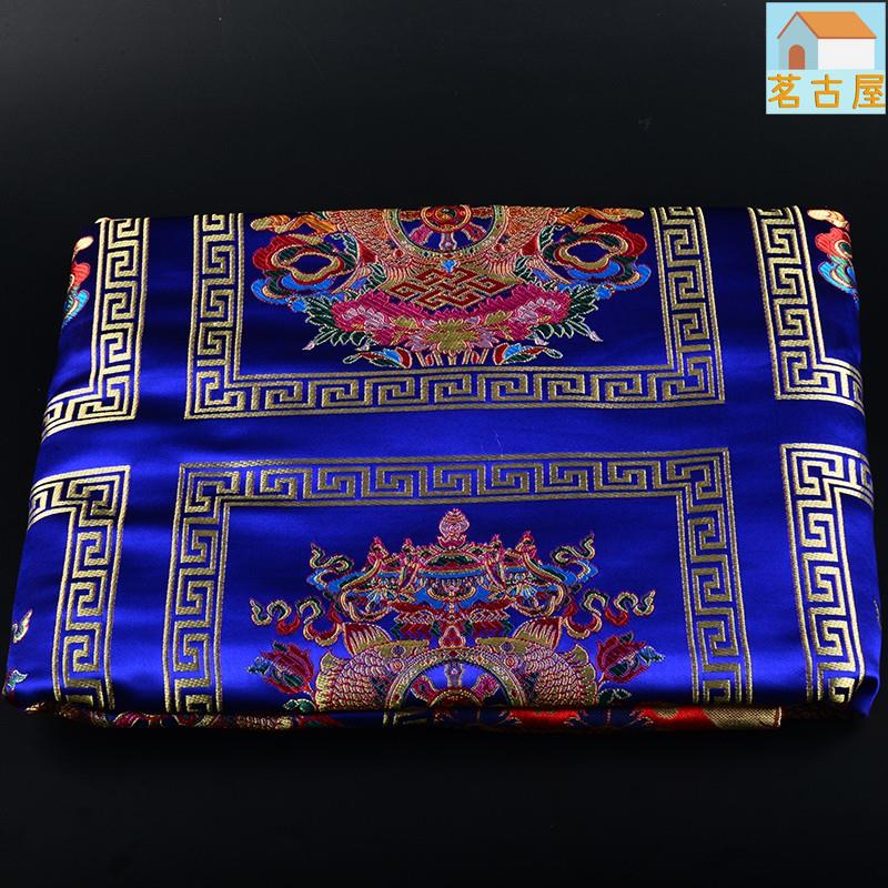 ♛藏式方形門簾西藏民族風裝飾手工刺繡八吉祥加厚隔斷門簾藍色 結緣價
