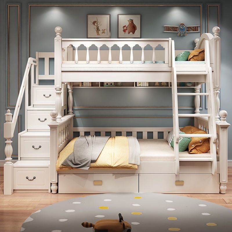 全實木高低床雙層上下兒童床可拆分白色子母床多功能上下鋪公主床