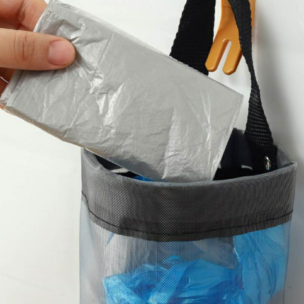 美麗大街【1111083036】兩色一組 可掛式垃圾袋收納袋廚房塑膠袋收納網袋包 8