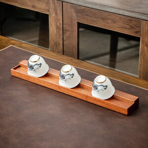 免運 茶具系列 黑檀木茶杯收納架 單層晾杯架茶具 瀝水置物架 實木杯托茶道 配件