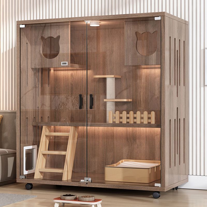 💥貓別墅貓舍全實木貓籠家用室內超大空間貓屋雙層貓柜貓房寵物貓窩