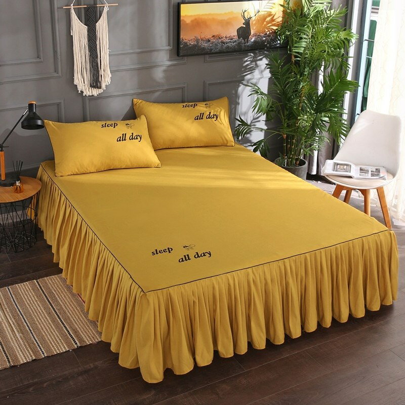 棉質床罩床裙式席夢思單件床套1.5m/1.8米防塵保護套床單床墊床笠