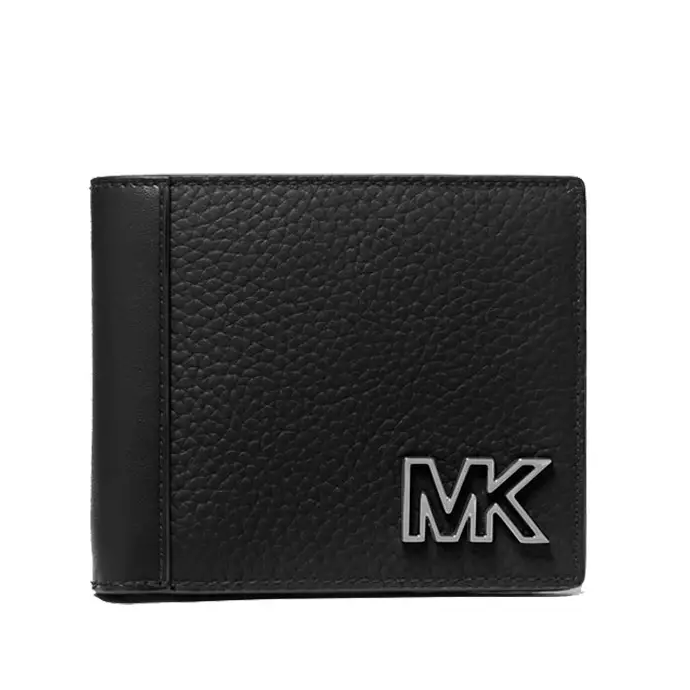 MICHAEL KORS 經典短夾 荔枝紋真皮 男夾 皮夾 錢包 零錢袋 M91517 黑色MK(現貨)▶指定Outlet商品5折起☆現貨【送禮首選★APP下單點數4倍送】