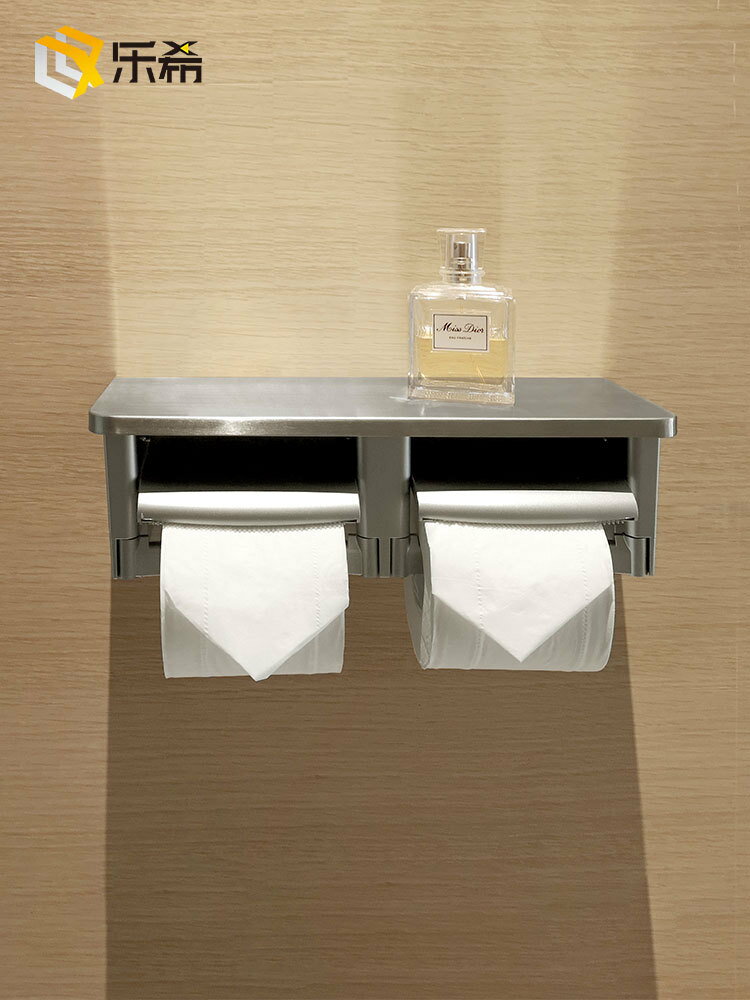免運 免打孔酒店紙巾架衛生間廁所防水不銹鋼雙卷紙器收納置物架盒 特惠/快速出貨